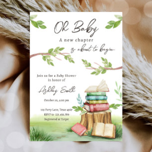 Invitation Storybook New Chapter Book Books Baby shower