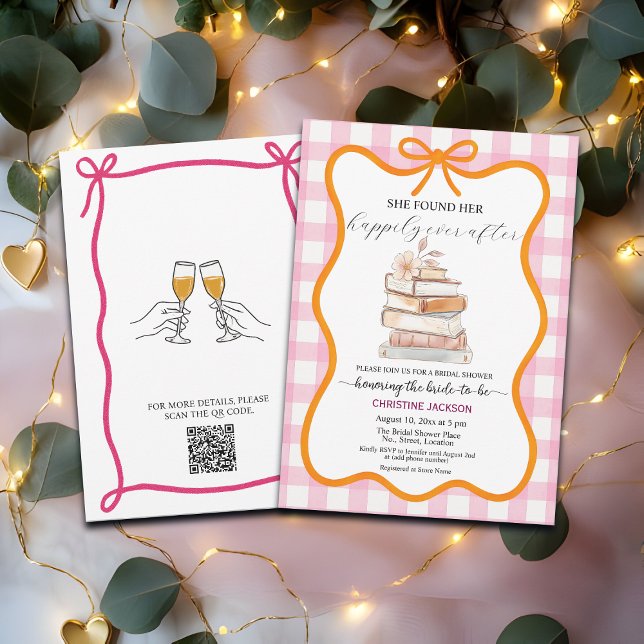 Invitation Storybook 'New Chapter' QR Code Bridal Shower (Créateur téléchargé)