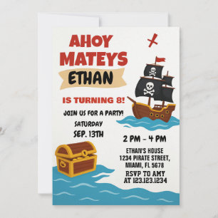 Invitation Storybook Treasure Map Thème pour les enfants