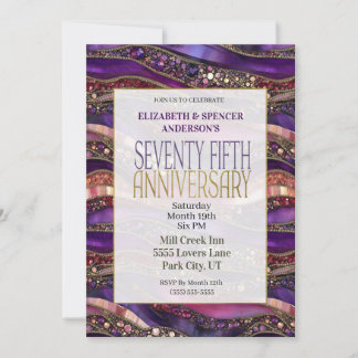 Invitation Strata de pierres précieuses violettes 75e anniver