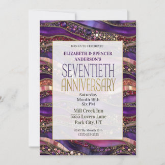 Invitation Strata de pierres précieuses violettes pour le 70e