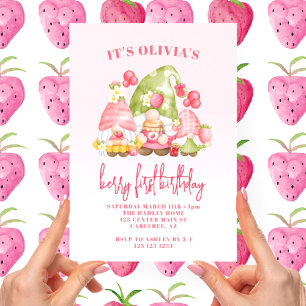 Invitation Strawberry Berry Premier Anniversaire 1 an