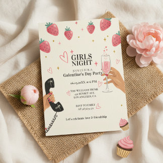 Invitation Strawberry Galentine's Girls Night Party