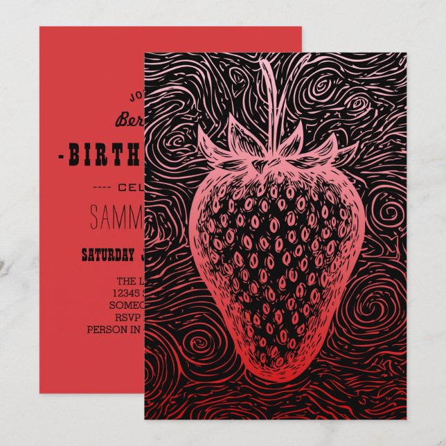Invitation strawberry swirls (Devant / Derrière)