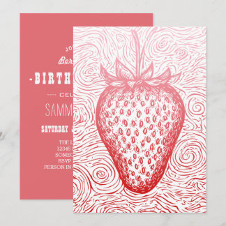 Invitation strawberry swirls