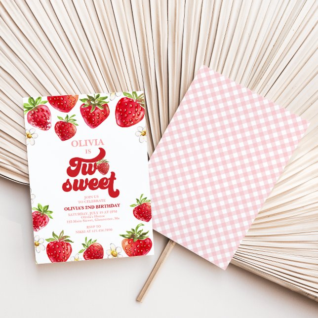 Invitation Strawberry Two Sweet 2e Anniversaire (Créateur téléchargé)