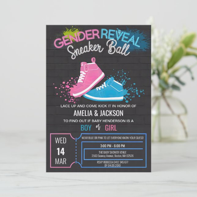 Invitation Streetwear Genre révéler basket ballon garçon fill (Debout devant)