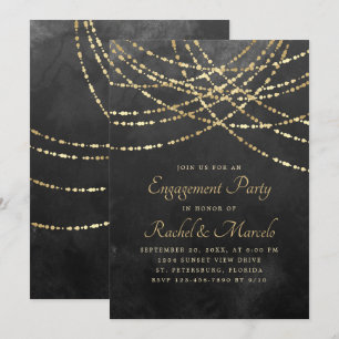 Invitation String Lights Black Gold