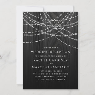 Invitation String Lights Black Rustic Wedding Réception