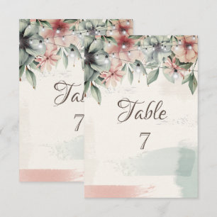 Invitation String Lights, Brush Stroke, Floral Table Card