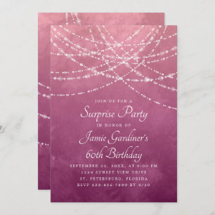 Invitation String Lights Dusty Rose rose Anniversaire