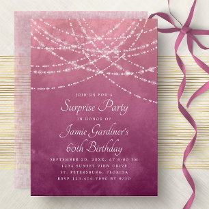 Invitation String Lights Dusty Rose rose Anniversaire