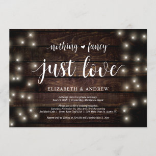 Invitation String Lights Farm, bois, Mariage Elopement Party