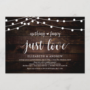Invitation String Lights Farm, bois, Mariage Elopement Party