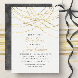 Invitation String Lights Gold Elegant Baby shower