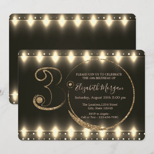 Invitation String Lights Gold Parties scintillant 30e anniver