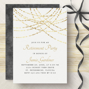 Invitation String Lights Gold Retirement Party
