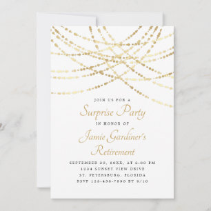 Invitation String Lights Gold Surprise Retraite Party
