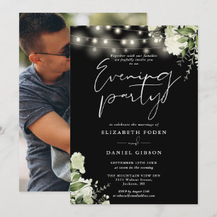 Invitation String Lights Green Mariage Photo Soirée