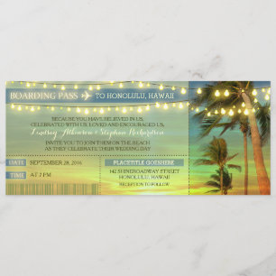 Invitation String Lights Palms Mariage Boarding Pass Billets