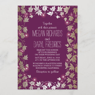 Invitation String Lights Plum et Gold Garden Mariage