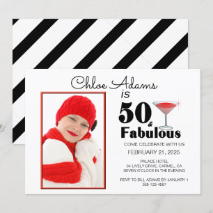 Invitation Stripe 50 & Fabuleux 50e anniversaire Personnalisé