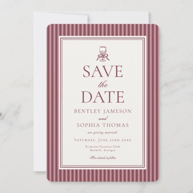 Invitation Striped Mocha Brown Espresso Save the Date (Devant)