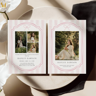 Invitation Striped Photo Graduation Party Invite Announcement