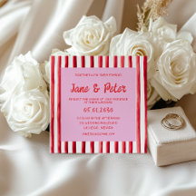 Striped Pink & Red Handwriting Wedding
