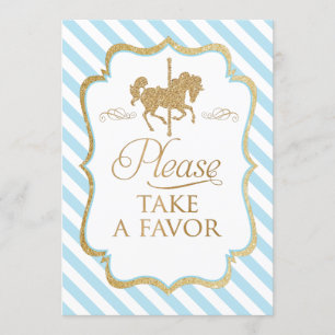 Invitation Stripes Bleues Carrousel Symbole Faveur