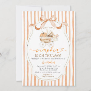 Invitation Stripes Bow Sweet Petit Baby shower Citrouille