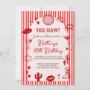 Invitation Stripes Martini Disco Ball Anniversaire Tout Âge 