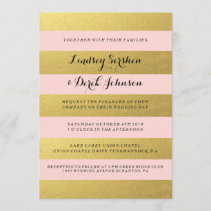 Invitation Strips Gold Pink personnalisés