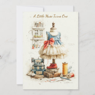 Invitation Studio de couture et robe Shabby Chic pour 1er ann
