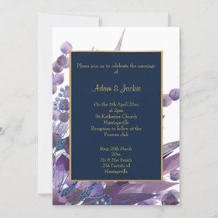 INVITATION STUNNING MARINE BLANC EUCALYPTUS MARIAGE SUR MESUR