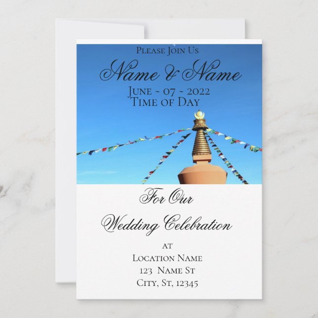 Invitation stupa bouddhique avec drapeaux de prière Thunder_C (Devant)
