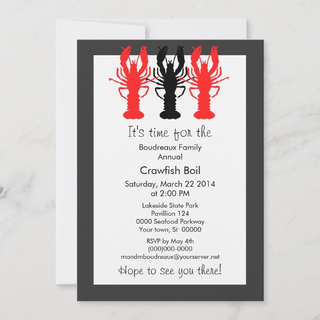 Invitation Style affiche rétro Crawish / Lobster Boil (Devant)