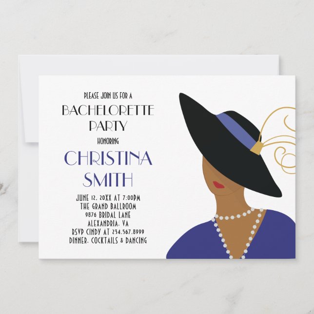 Invitation Style Art Déco Filles Nuit Sortie Bachelorette (Devant)