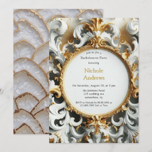 Invitation Style baroque Bachelorte d'or blanc