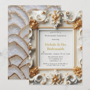 Invitation Style baroque Blanc Gold Bridesmaitres Déjeuner