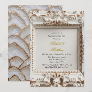 Invitation Style baroque élégant Couples or blanc Couples Dou