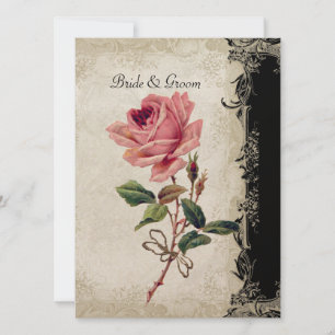 Invitation Style baroque Vintage Rose noir n crème dentelle