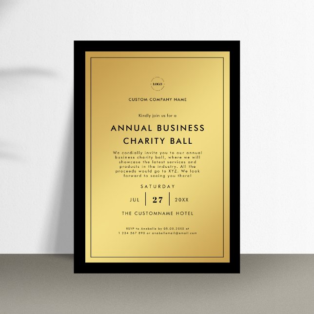 Invitation Style Black Gold Custom Logo Business Event Gala (Créateur téléchargé)