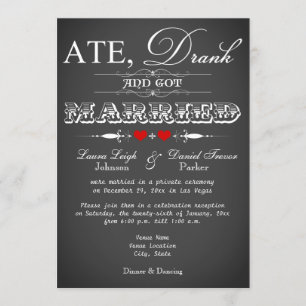 Invitation Style Chalkboard Réception de mariage uniquement I