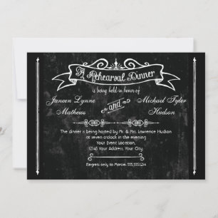 Invitation Style Chalkboard Rustique Swirl Dîner de répétitio