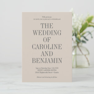 Invitation Style classique typographie élégante Mariage beige