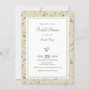 Invitation Style Cottage Crème Floral Marguerites Blanches Ca
