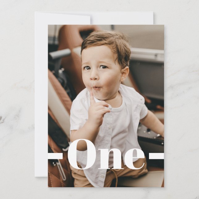 Invitation Style couverture de magazine Blue Photo Boy 1er an (Devant)