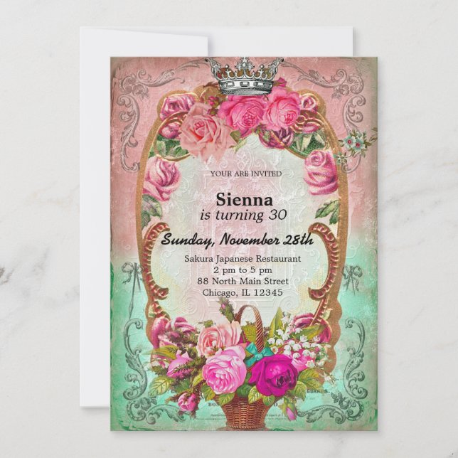 Invitation Style d'anniversaire vintage (Devant)