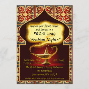 Invitation Style de bal d'étudiants, rouge et or